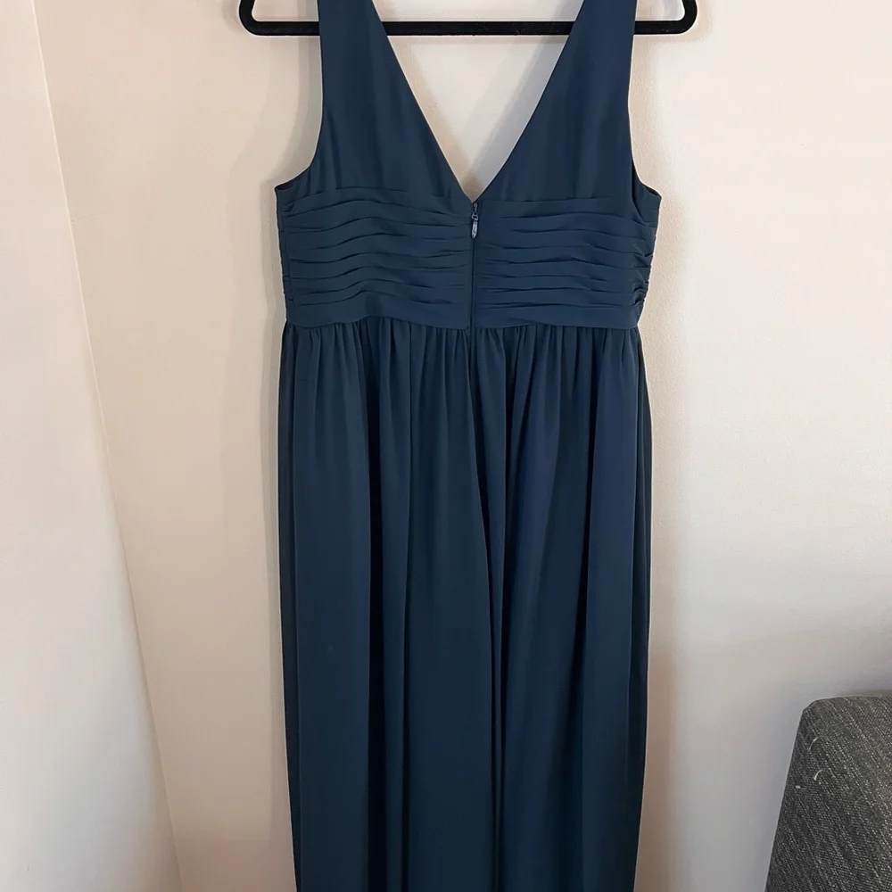 A-Line V-Neck Chiffon Floor-Length Maternity Dress Dark Navy Azazie Yetta - Picture 12 of 14